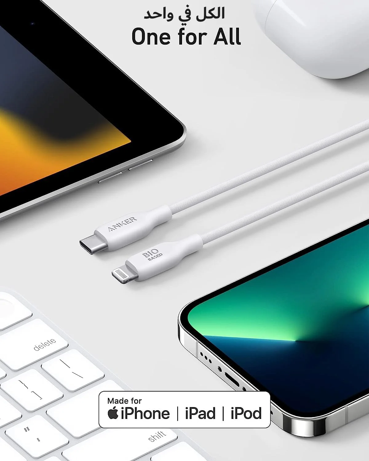 Anker Bio Based And Durable 542 USB-C to Lightning Cable 6ft | White - Image 4