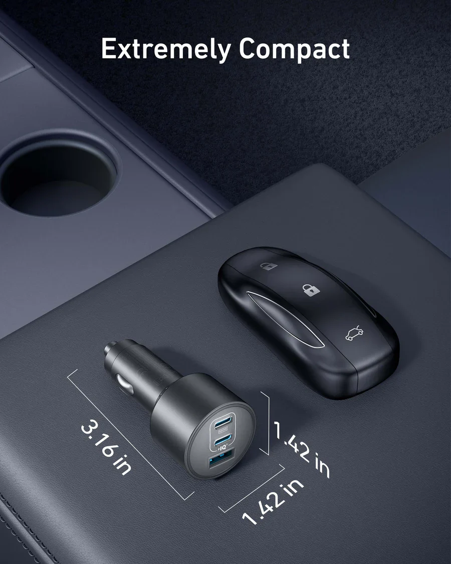 Anker Car Charger (167.5W, 3 Ports) with cable bundle | Gray - Image 5
