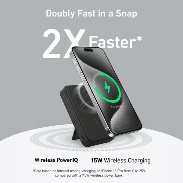 Anker MagGo power Bank (10000 mAh)15W Ultra-fast Magnetic Charging with smart Display | Black - Image 3