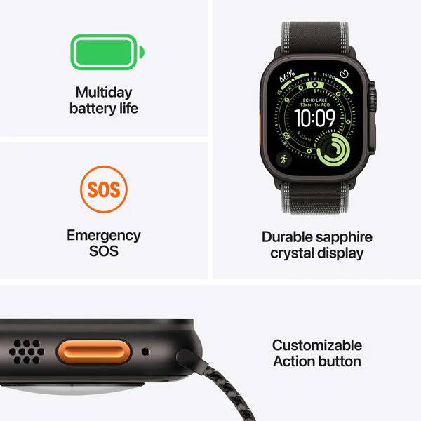 Apple Watch Ultra 3 (2025) GPS + Cellular, 49mm Natural Titanium Case with Light Blue Alpine Loop – M - Image 4