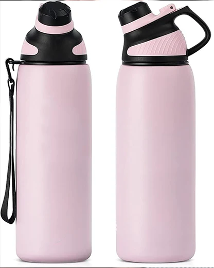 Asli Global 800ml Stainless Steel Metal Canteen for Travel Water Bottle | Pink - Image 4