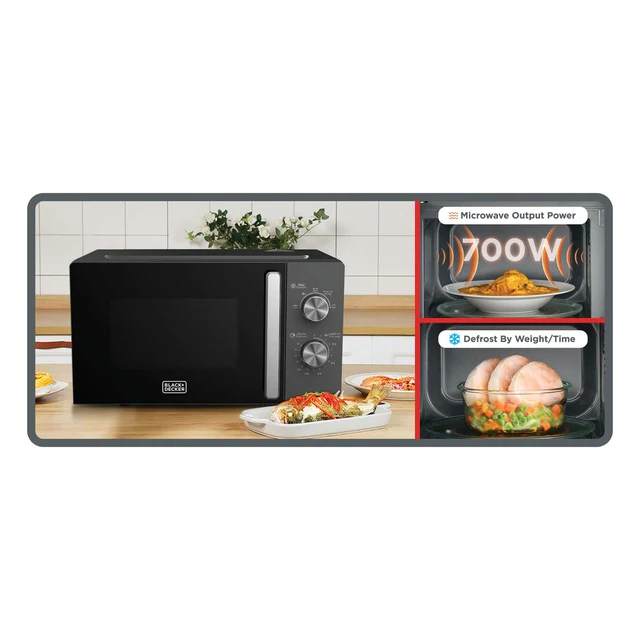 Black & Decker Microwave Oven 20 Liter 700 Watt | Black With Chrome - Image 3
