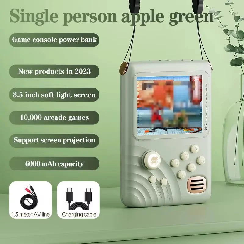 Retro Game Console - 3.5-inch IPS Screen, 6000mAh, 10000 Games | Light Green - Image 10