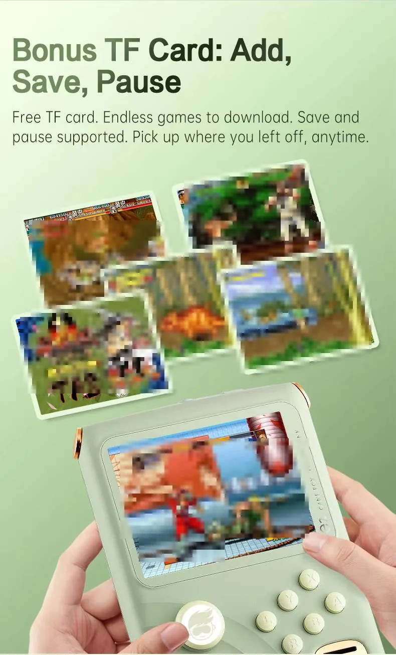 Retro Game Console - 3.5-inch IPS Screen, 6000mAh, 10000 Games | Light Green - Image 18