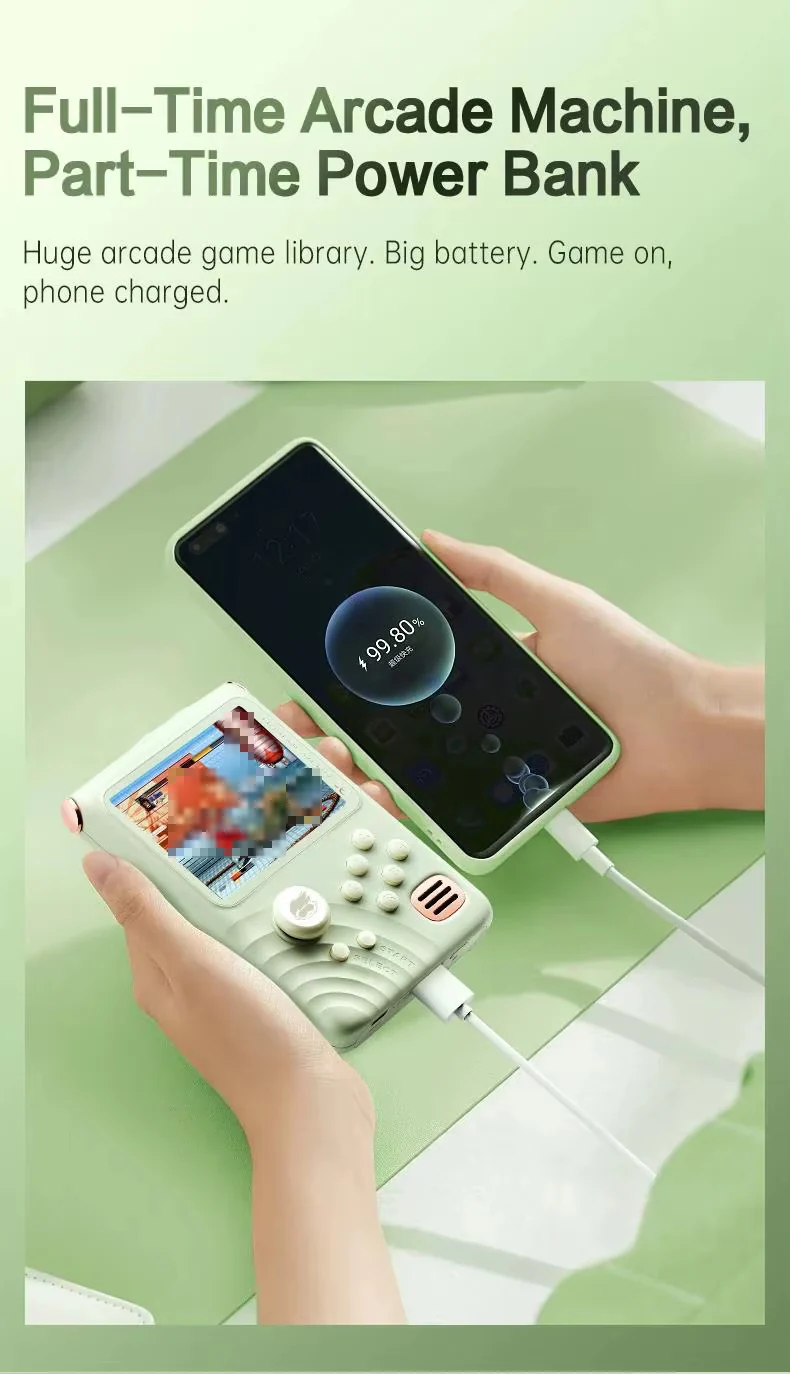 Retro Game Console - 3.5-inch IPS Screen, 6000mAh, 10000 Games | Light Green - Image 19