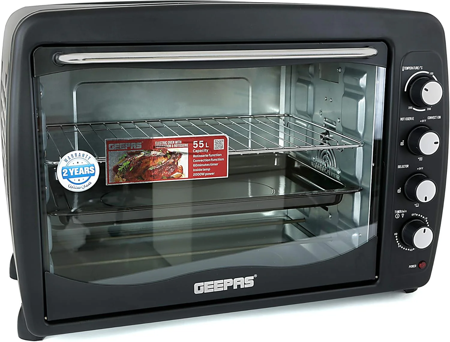 Geepas Electric Oven With Convection And Rotisserie, 60L"Min 1 - Image 5