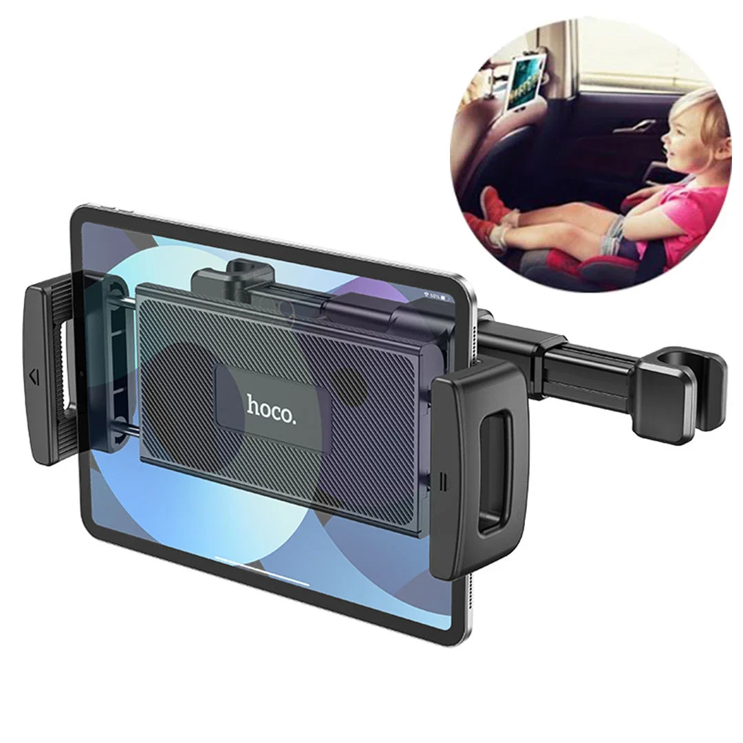 HOCO CA121 Adjustable Headrest Car Holder for Phone & Tablet - Black - Image 2