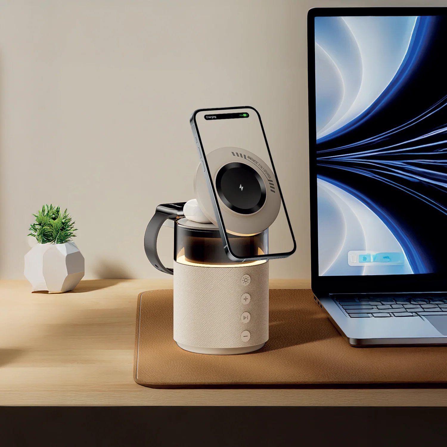 LZEL SonicGlow Pulse – Wireless Charger & Bluetooth Speaker - Image 2