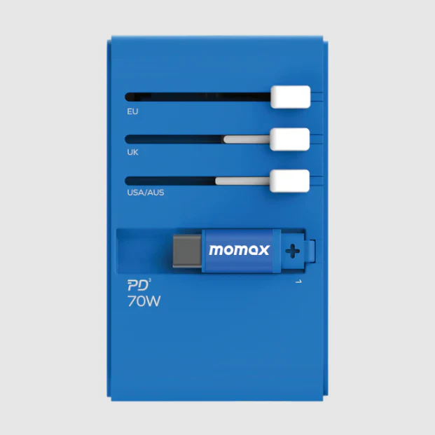 Momax 1-World 70W GaN 3-Port w/Built-in USB-C Cable + AC Travel Adaptor - Image 5