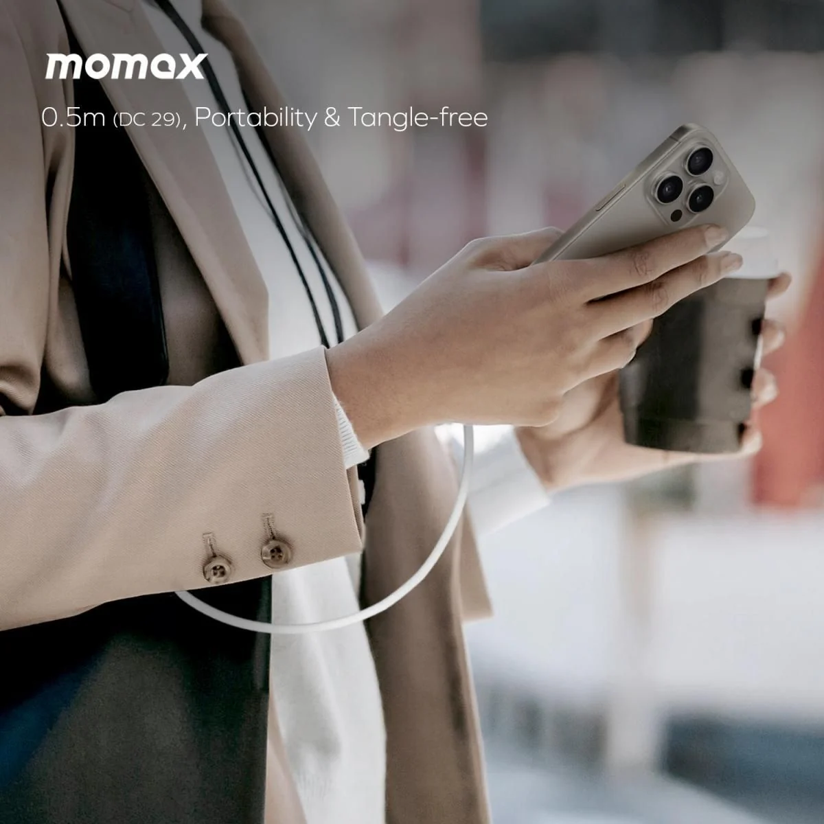 Momax Elite 60W USB-C Fast Charging Cable 0.5M | White - Image 5