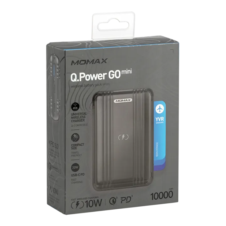 Momax Power Bank 10000 mAh  With Wireless Charging | Black - Image 6