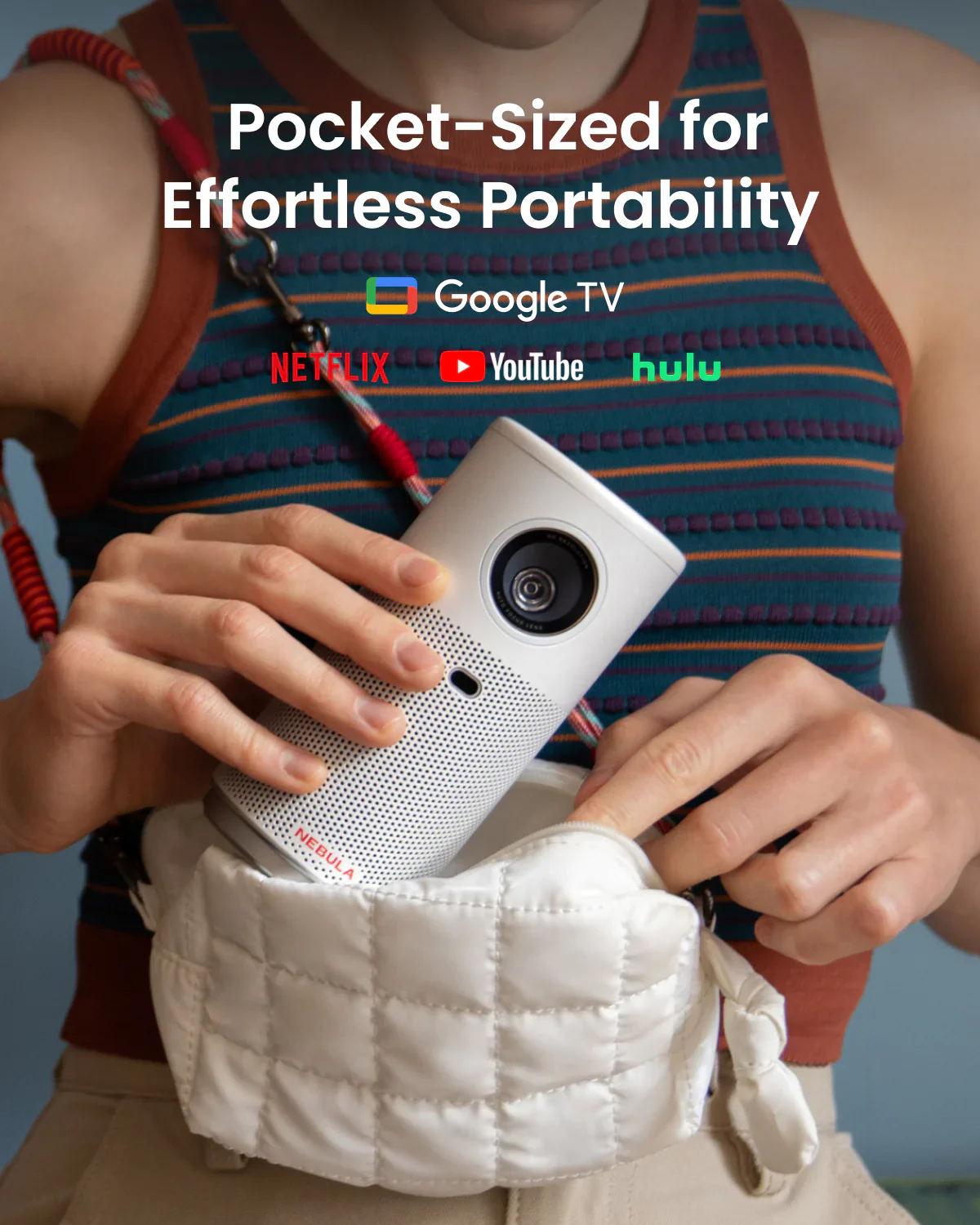 Nebula Capsule Air Smart Projector with Built-in Google TV 720p HD & 2-Hour Playtime | White - Image 3