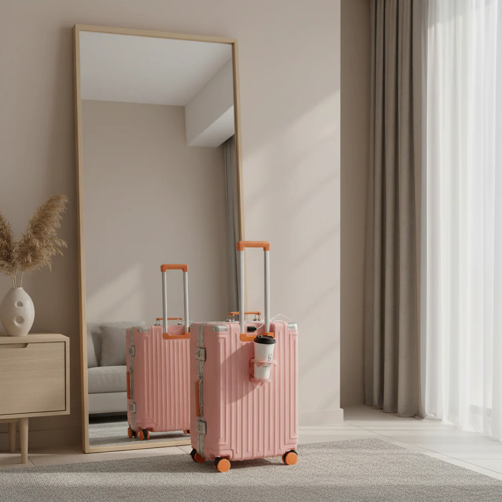 Trolly ABS Suitcase 4 Wheels 26 Inch | Pink - Image 3