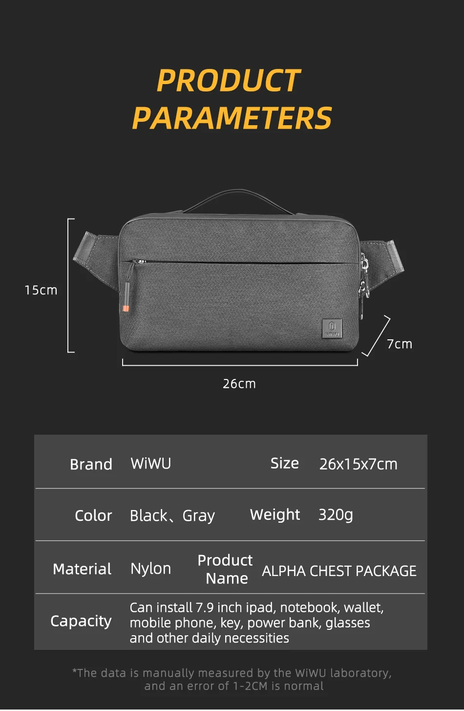 WiWU Alpha Crossbody Bag | Black - Image 11